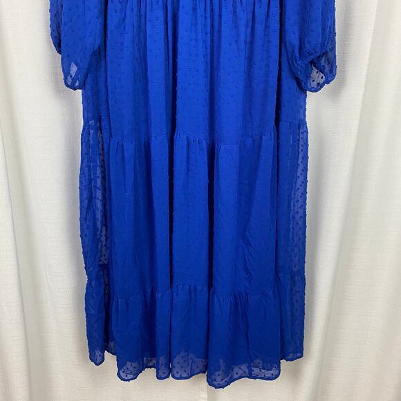 Torrid Blue Clip Dot Tiered Midi Dress Sz.3 - Picture 9 of 16